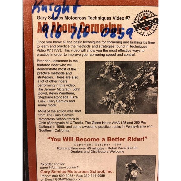 Gary Semics Motocross Techniques VHS #7 All About Cornering Vtg 1998 - Picture 3 of 5